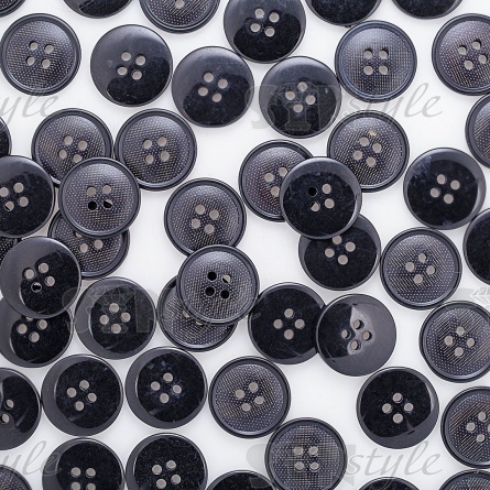 Пуговица пластиковая на четыре прокола, размер 32L, цвет черный фото 4