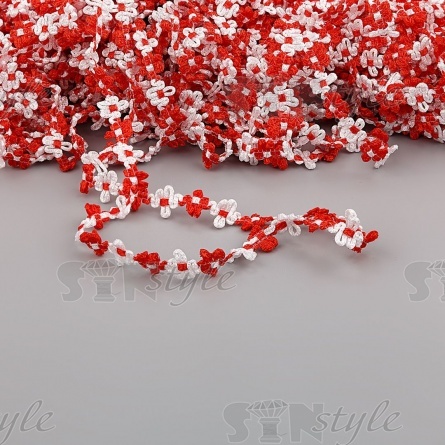 Тесьма отделочная вязаная, цвет красный (01), ширина 15 мм, намотка 50 ярд фото 2