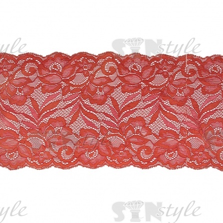 Кружево эластичное, ширина 150 мм, цвет розово-персиковый, намотка 15 ярдов, материал лайкра фото 1