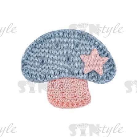 Аппликация 3D "Грибок", цвет грязно-розовый+серый, размер 35х30 мм фото 1