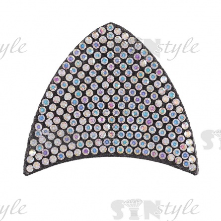 Аппликация "Ушки" из страз, на фетровой основе, размер 50 мм х 43 мм, цвет черный+радужные стразы фото 1