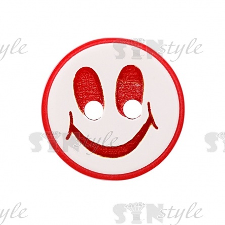 Пуговица пластиковая на два прокола "Смайлик", размер 20L, цвет красный фото 1