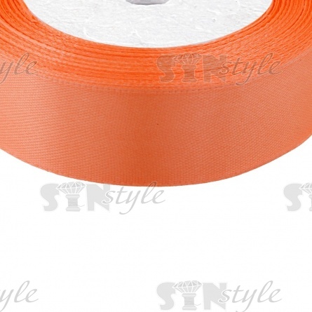 Лента атласная, ширина 25 мм, намотка 25 ярдов, цвет ярко-оранжевый (№022) фото 2
