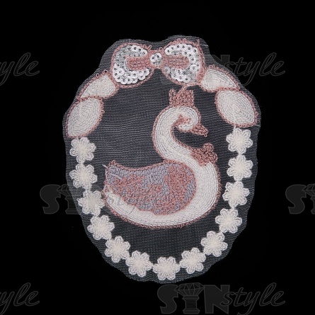 Аппликация на сетке пришивная "Лебедь", размер 120 мм х 150 мм фото 1