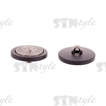 Пуговица пластиковая 36L, цвет темный никель+черный фото 2