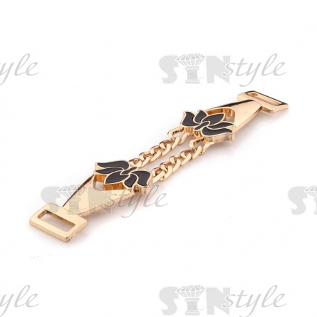 Декоративное украшение пришивное металлическое, цвет золото+черная эмаль, размер 135х27 мм фото 2