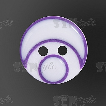 Пуговица пластиковая на два прокола, размер 20L, цвет белый/фиолетовый фото 2