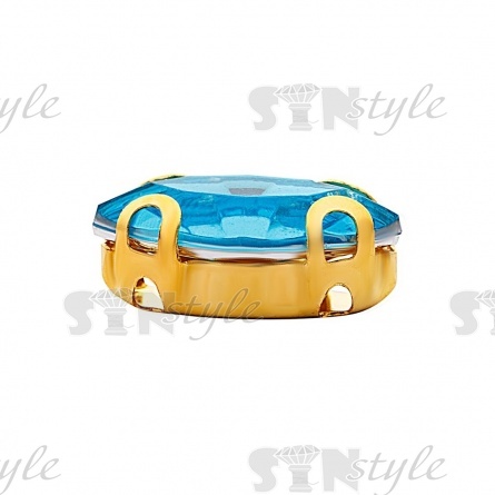 Стразы пришивные акриловые в цапах, форма лодочка, цвет золото+голубой, размер 5х10 мм, 200 шт/уп фото 2