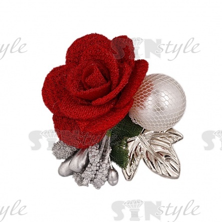 Композиция цветочная на фетровой основе, цвет красный, размер 45 мм,  фото 1