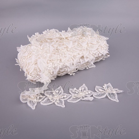 Цветочки из капроновой ленты, ширина 70 мм, цвет белый, намотка 15 ярдов фото 2