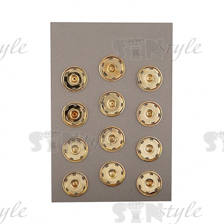 Кнопки пришивные, металлические, цвет золото, размер 25 мм, на пластине 12 шт. фото 2