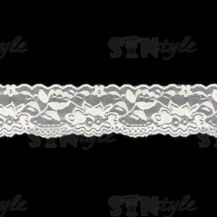 Кружево эластичное, ширина 55 мм, цвет белый, намотка 15 ярдов, материал лайкра  фото 1