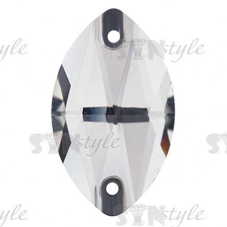 Стразы пришивные стеклянные "лодочка", цвет белый прозрачный, размер 13*22 мм фото 1