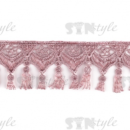 Кружево ажурное, ширина 45 мм, цвет грязно-розовый, намотка 15 ярдов фото 1