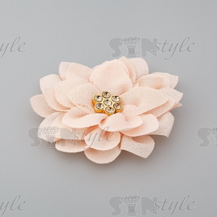 Цветочки декоративные со стразами, цвет персик, диаметр 60 мм,  фото 2