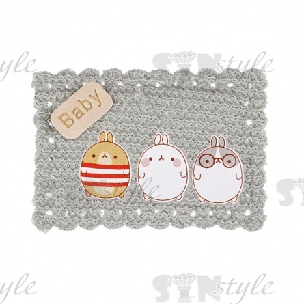 Аппликация 3D "Рамка Baby", цвет серый, размер 45х30 мм фото 1