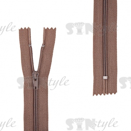 Молния спираль, тип 3, неразъемная, длина 20 см, цвет 297 (бежевый),"простой" бегунок фото 2