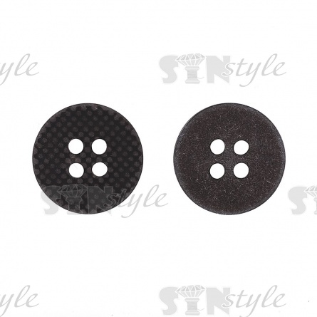 Пуговица пластиковая на четыре прокола, размер 24L, цвет темно-серый фото 1