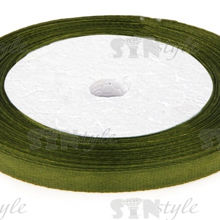 Декоративная лента атласная, ширина 6 мм, намотка 25 ярдов, зеленый цвет (№108) фото 2