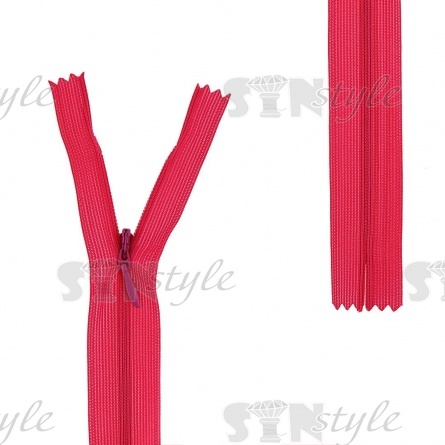 Молния спираль, тип 3, потайная, неразъемная, основа капрон, длина 50 см, цвет 144 (малиновый), бегунок цвета основы фото 1