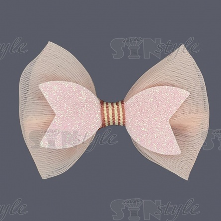 Аппликация 3D "Бантик", цвет грязно-розовый, размер 60х40 мм фото 1