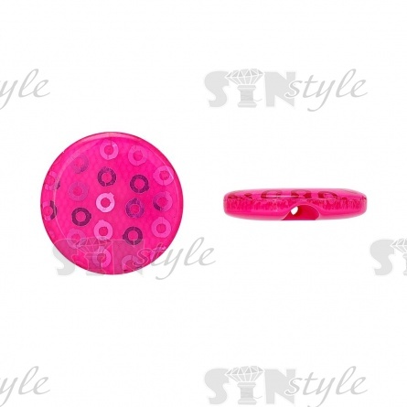 Пуговица пластиковая на полуножке, размер 24L, основа и пайетки цвета фуксия фото 1