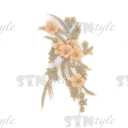 Аппликация кружевная пришивная, размер 150х270 мм, цвет золотой фото 1