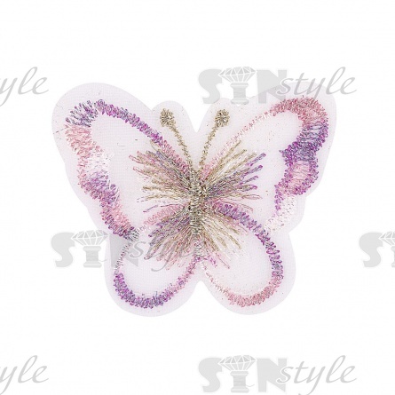 Аппликации бабочки из капрона, размер 45х35 мм цвет сиреневый фото 1