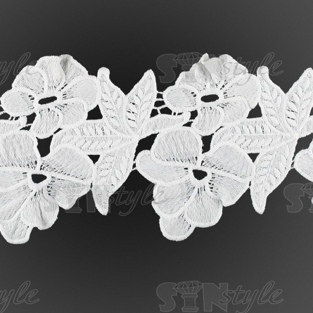 Кружево ажурное матовая нить, ширина 140 мм, цвет белый, намотка 15 ярдов  фото 2