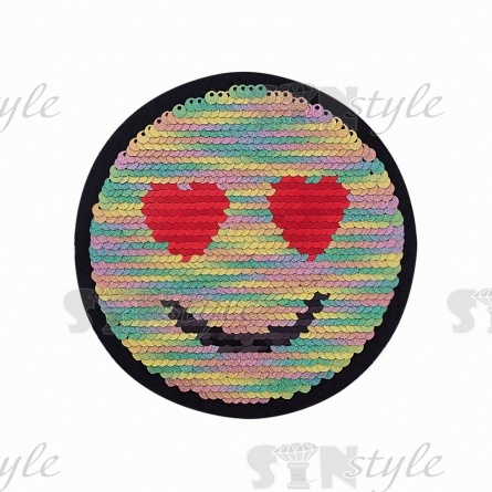 Термоаппликация-перевертыш из двухсторонних пайеток "Смайлик", размер 120 мм фото 1