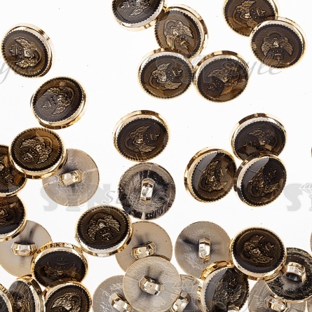 Пуговица пластиковая на ножке, размер 28L, цвет золотой+черный фото 1