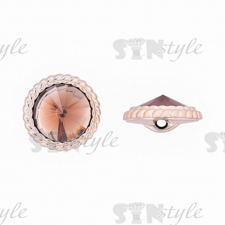 Пуговица пластиковая на полуножке, размер 28L, основа золотая, шляпка в форме конуса бежевая прозрачная фото 1