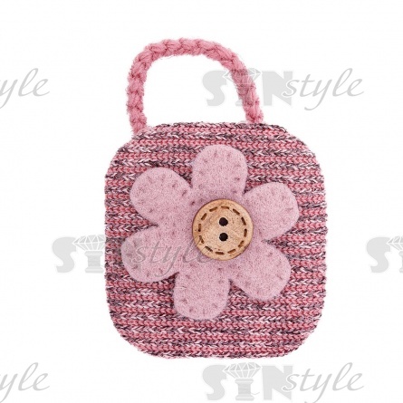 Аппликация 3D "Сумочка", цвет грязно-розовый, размер  45х55 мм фото 1