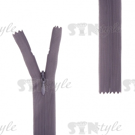 Молния спираль, тип 3, потайная, неразъемная, основа  капрон, длина 20 см, цвет 311 (серый), бегунок цвета основы фото 1
