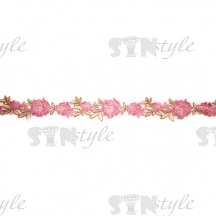 Вязаное кружево с цветочным узором, ширина 80 мм, цвет розовый, намотка 15 ярдов фото 2