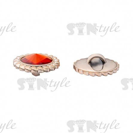 Пуговица пластиковая на ножке круглая, размер 34L, цвет золотой+оранжевый фото 2