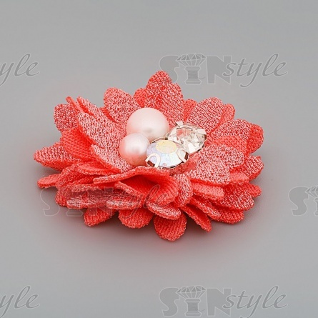 Цветочки декоративные, цвет кораловый, размер 40 мм,  фото 2
