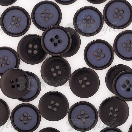 Пуговица пластиковая на четыре прокола, черная/синяя 34L фото 4
