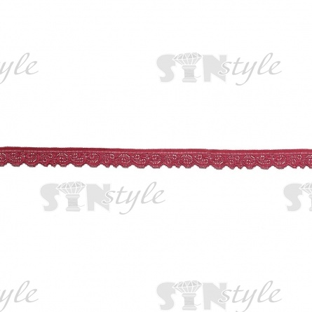 Кружево эластичное, ширина 25 мм, цвет бордовый, намотка 15 ярдов фото 2