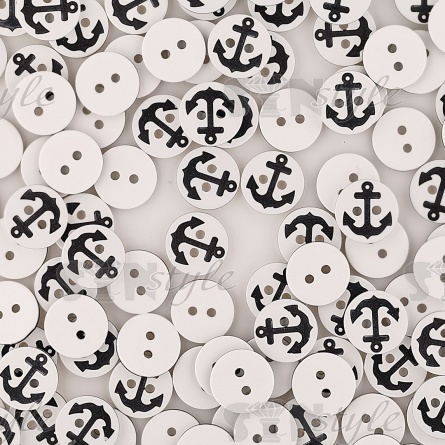 Пуговица пластиковая на два прокола, размер 20L, цвет белый/черный фото 4