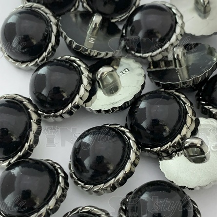 Пуговица пластиковая на ножке, размер 40L, цвет темный никель+черный фото 3