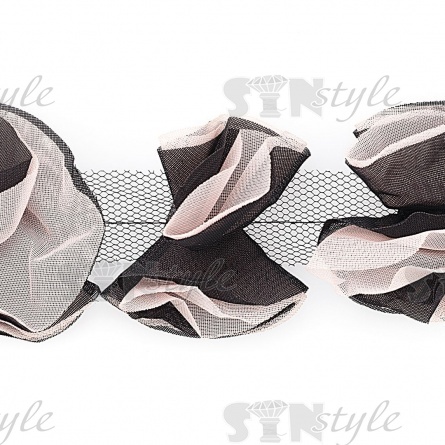 Кружево "Бантики" из капроновой ленты, ширина 65 мм, цвет светло-розовый (16), намотка 10 ярдов фото 2