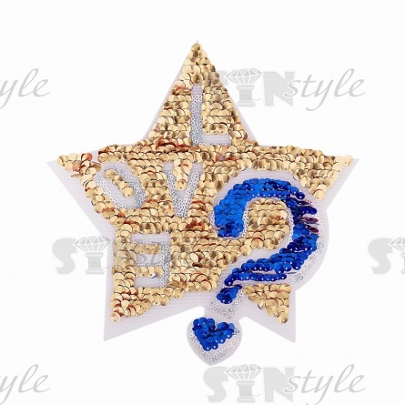 Аппликация на сетке из пайеток "Звезда", размер 210х225 мм, цвет розовый+золотой фото 1