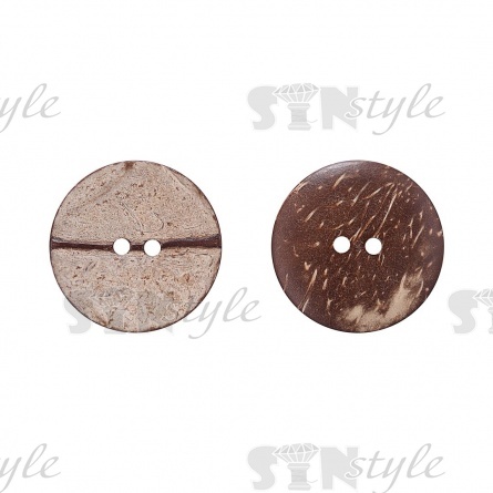 Пуговица кокосовая на два прокола, размер 40 L, гладкая фото 1