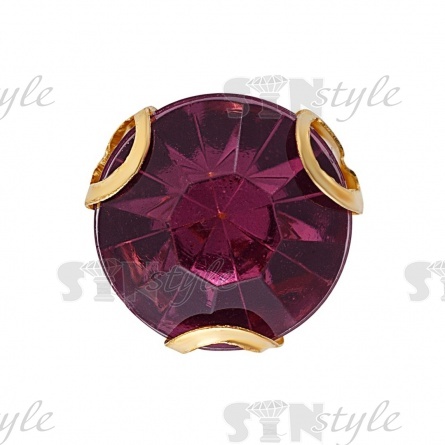 Стразы пришивные акриловые в цапах, форма круг, цвет золото+грязно-розовый, диаметр 7 мм, 720 шт/уп. фото 1