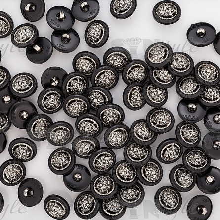 Пуговица пластиковая на ножке, размер 40L, цвет черный/золотой, 100 шт/уп (E04) фото 3