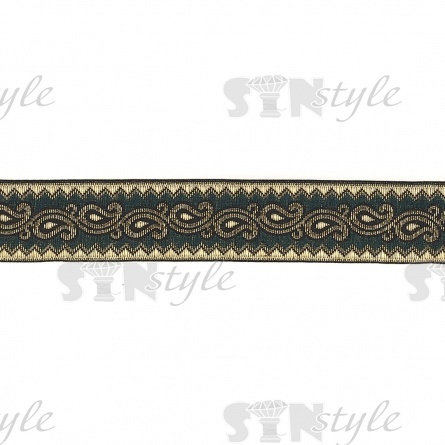 Жаккардовая лента, ширина 25 мм, намотка 10 м, цвет темно-бирюзовый фото 2