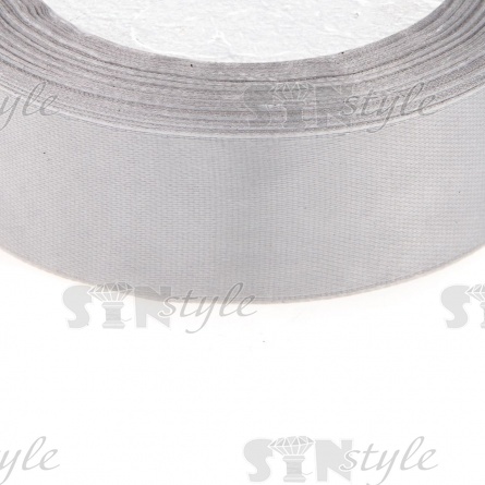Лента атласная, ширина 25 мм, намотка 25 ярдов, цвет светло-серый (№068) фото 2
