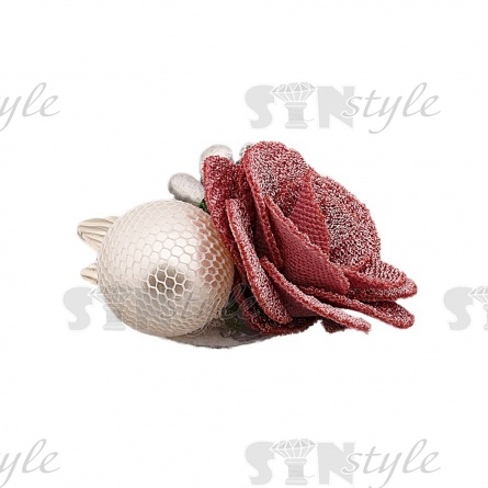 Композиция цветочная на фетровой основе, цвет пурпурный, размер 45 мм,  фото 3