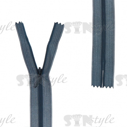 Молния спираль, тип 3, потайная, неразъемная, основа капрон, длина 50 см, цвет 390 (темно-бирюзовый), бегунок цвета основы фото 1